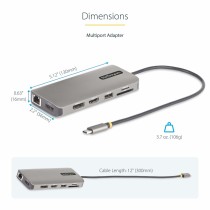 Hub USB Startech 154B-USBC-MULTIPORT Grau 100 W