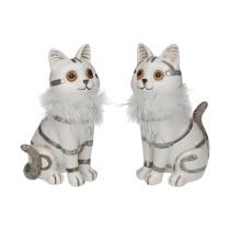 Deko-Figur Versa Weiß Katzen 7,5 X 17 X 10,5 CM Deko-Figur