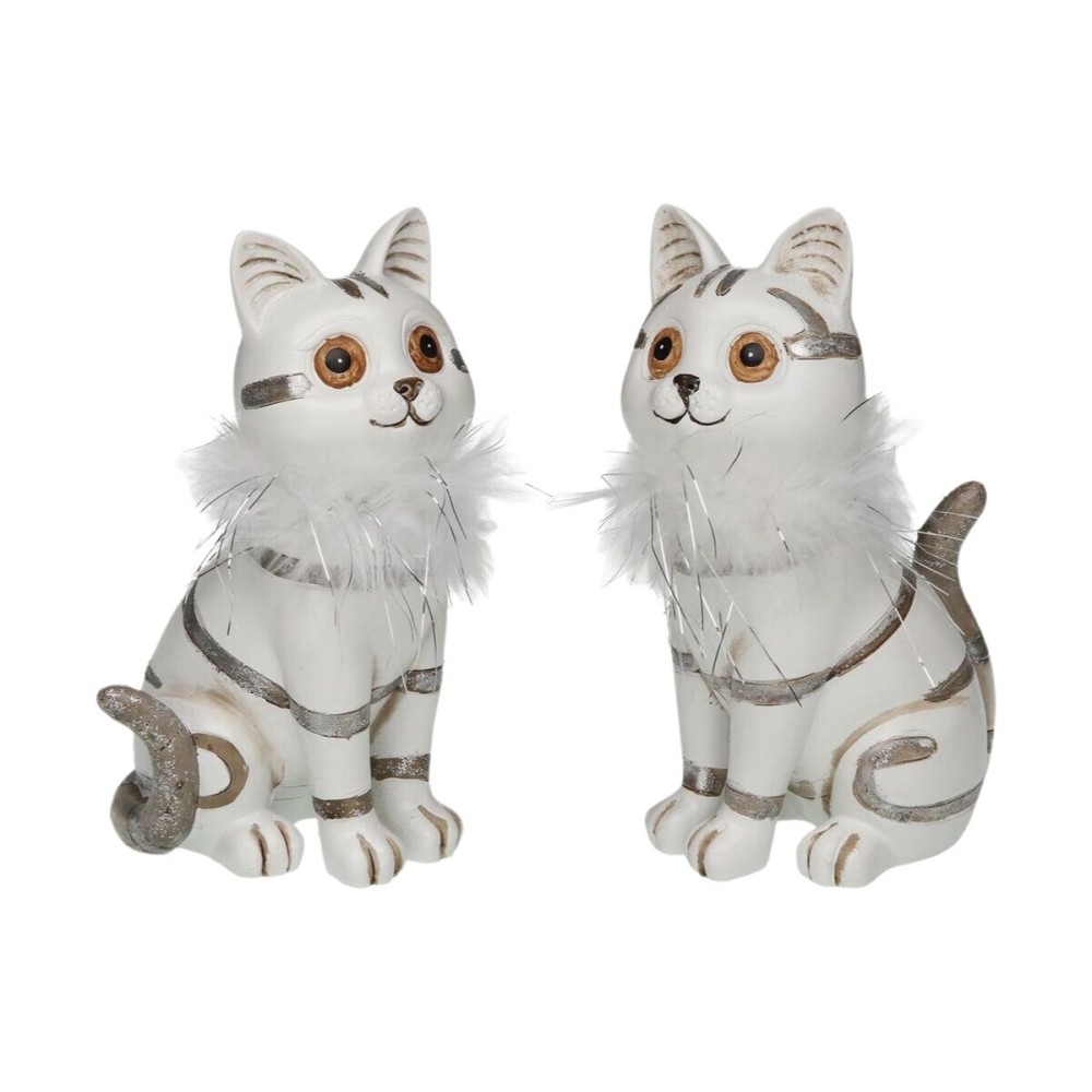 Deko-Figur Versa Weiß Katzen 7,5 X 17 X 10,5 CM Deko-Figur