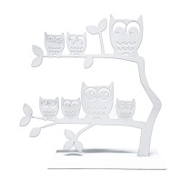 Porte-bijoux Versa Blanc Métal Fer 7 X 18 X 18 CM Famille Hiboux