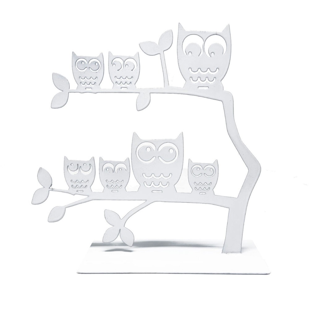 Porte-bijoux Versa Blanc Métal Fer 7 X 18 X 18 CM Famille Hiboux