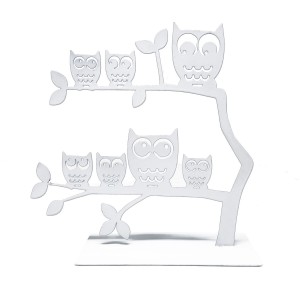 Porte-bijoux Versa Blanc Métal Fer 7 X 18 X 18 CM Famille Hiboux