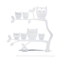 Porte-bijoux Versa Blanc Métal Fer 7 X 18 X 18 CM Famille Hiboux
