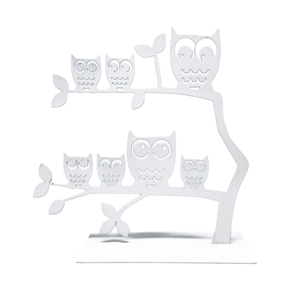 Porte-bijoux Versa Blanc Métal Fer 7 X 18 X 18 CM Famille Hiboux