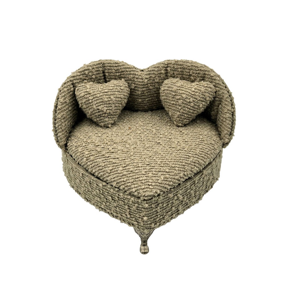 Boîte à bijoux Versa Gris Polyester Métal Miroir Bois MDF 16 X 13,5 X 16 CM Canapé