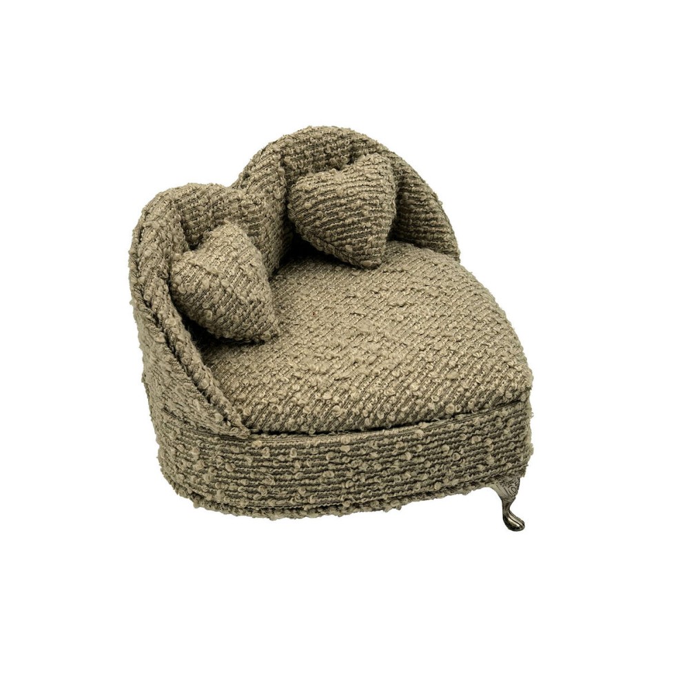 Boîte à bijoux Versa Gris Polyester Métal Miroir Bois MDF 16 X 13,5 X 16 CM Canapé