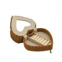 Box-Schmuckkästchen Versa Senf Polyester Metall Spiegel Holz MDF 16 X 13,5 X 16 CM Sofa