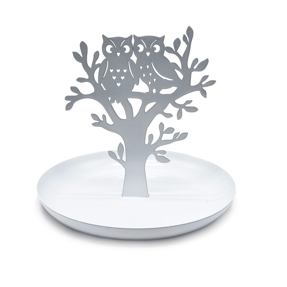 Porte-bijoux Versa Blanc Métal Fer 15 x 13 x 15 cm Hiboux