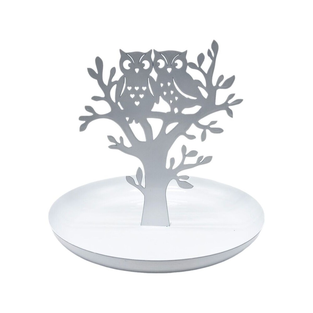 Porte-bijoux Versa Blanc Métal Fer 15 x 13 x 15 cm Hiboux