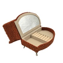 Jewelry box Versa Red Polyester Metal Mirror MDF Wood 12,5 X 17 X 26,5 CM Sofa