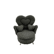 Boîte à bijoux Versa Gris Polyester Métal Miroir Bois MDF 12 x 19 x 18 cm Fauteuil