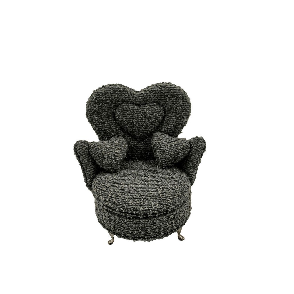 Boîte à bijoux Versa Gris Polyester Métal Miroir Bois MDF 12 x 19 x 18 cm Fauteuil