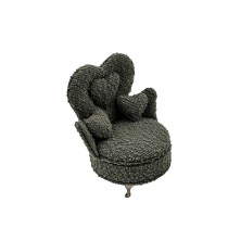 Boîte à bijoux Versa Gris Polyester Métal Miroir Bois MDF 12 x 19 x 18 cm Fauteuil