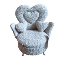 Boîte à bijoux Versa Gris Polyester Métal Miroir Bois MDF 12 x 19 x 18 cm Fauteuil