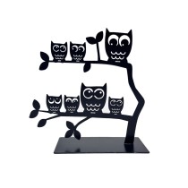 Porte-bijoux Versa Noir Métal Fer 7 X 18 X 18 CM Famille Hiboux