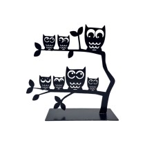 Porte-bijoux Versa Noir Métal Fer 7 X 18 X 18 CM Famille Hiboux
