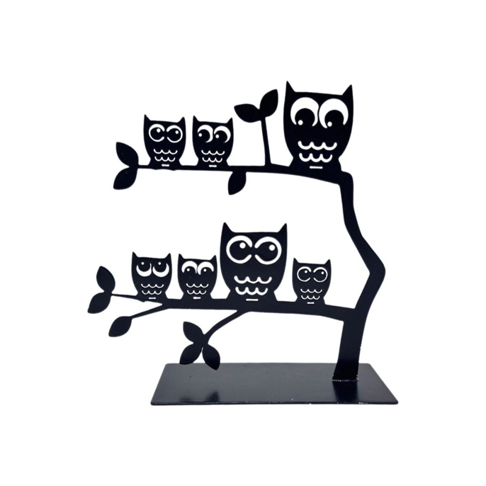 Porte-bijoux Versa Noir Métal Fer 7 X 18 X 18 CM Famille Hiboux