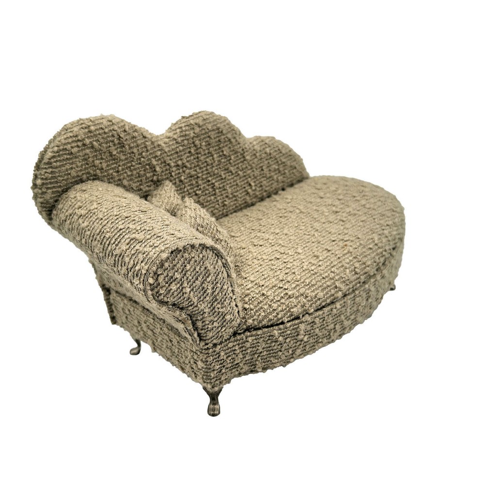 Boîte à bijoux Versa Gris Polyester Métal Miroir Bois MDF 12,5 X 17 X 26,5 CM Canapé