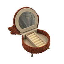 Boîte à bijoux Versa Rouge Polyester Métal Miroir Bois MDF 12 x 19 x 18 cm Fauteuil