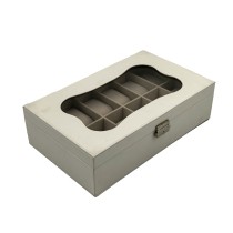Box for watches Versa White Polyurethane Paper Mirror MDF Wood 20 x 8,5 x 32,5 cm
