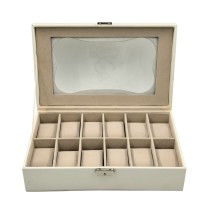 Box for watches Versa White Polyurethane Paper Mirror MDF Wood 20 x 8,5 x 32,5 cm