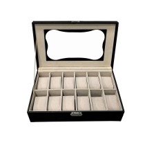 Box for watches Versa Black Polyurethane Paper Mirror MDF Wood 20 x 8,5 x 32,5 cm