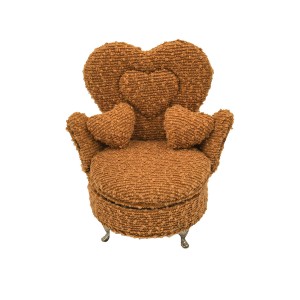 Jewelry box Versa Mustard Polyester Metal Mirror MDF Wood 12 x 19 x 18 cm Armchair