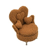 Boîte à bijoux Versa Moutarde Polyester Métal Miroir Bois MDF 12 x 19 x 18 cm Fauteuil