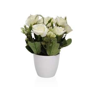 Decorative Plant Versa Iron Textile Plastic Roses 8 X 18 CM
