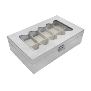 Box for watches Versa White Polyurethane Paper Mirror MDF Wood 20 x 8,5 x 32,5 cm