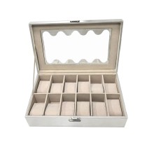 Uhrenbox Versa Weiß Polyurethan Papier Spiegel Holz MDF 20 x 8,5 x 32,5 cm