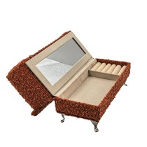 Jewelry box Versa Red Polyester Metal Mirror MDF Wood 9,5 X 12,5 X 23,5 CM Sofa