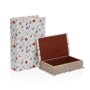 Dekorative Box Versa Verdi Leinwand Holz MDF Blomster Buch
