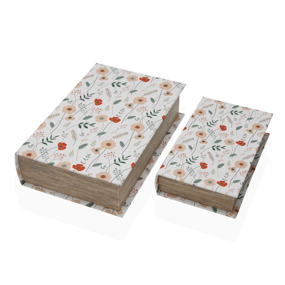 Dekorative Box Versa Verdi Leinwand Holz MDF Blomster Buch