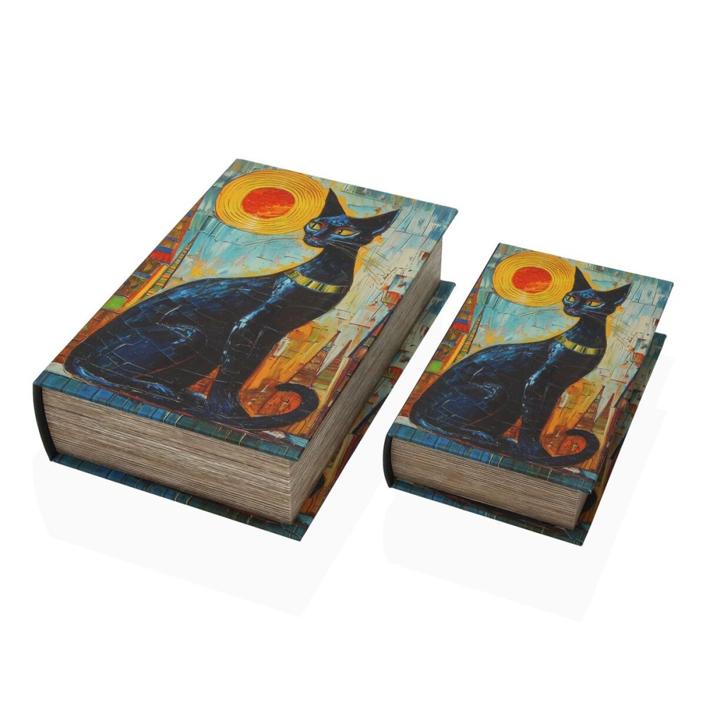 Boîte Décorative Versa Toile Bois MDF Livre Chat