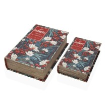 Boîte Décorative Versa Toile Bois MDF Fleurs Livre