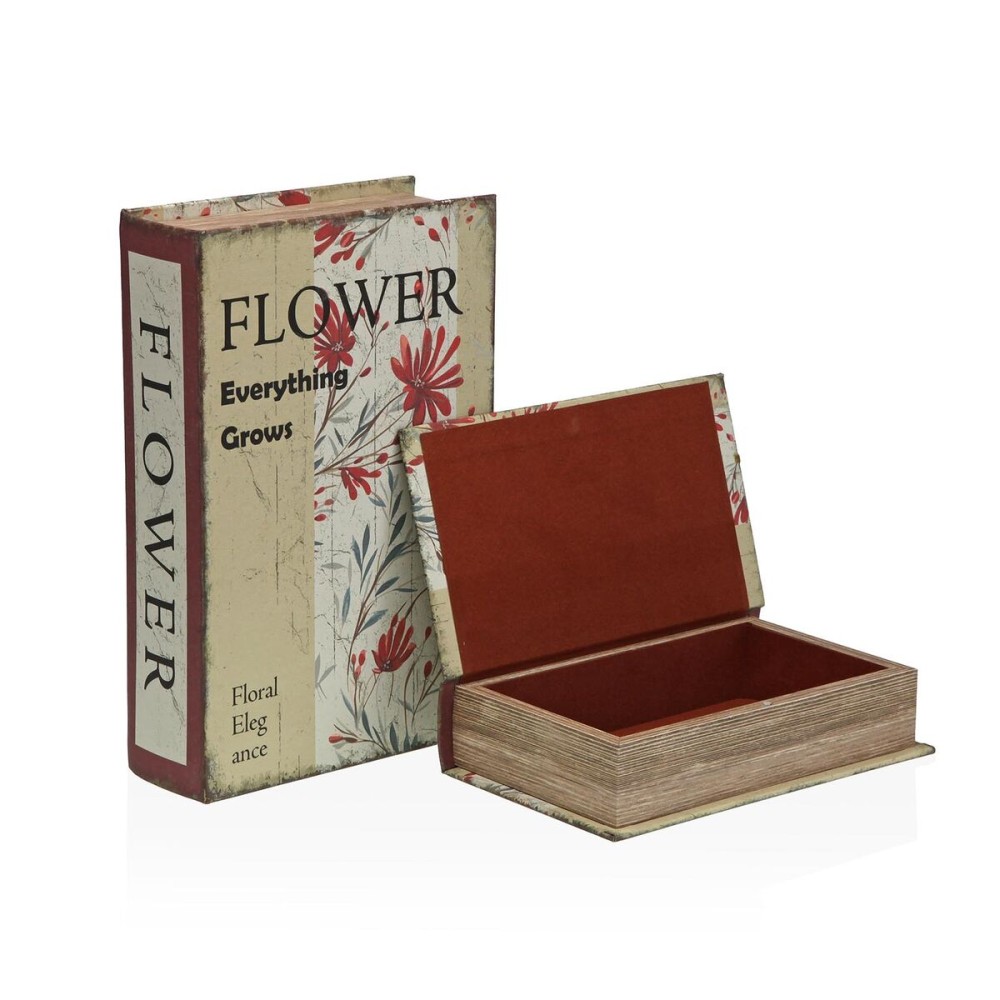 Decorative box Versa Canvas MDF Wood Flowers Book