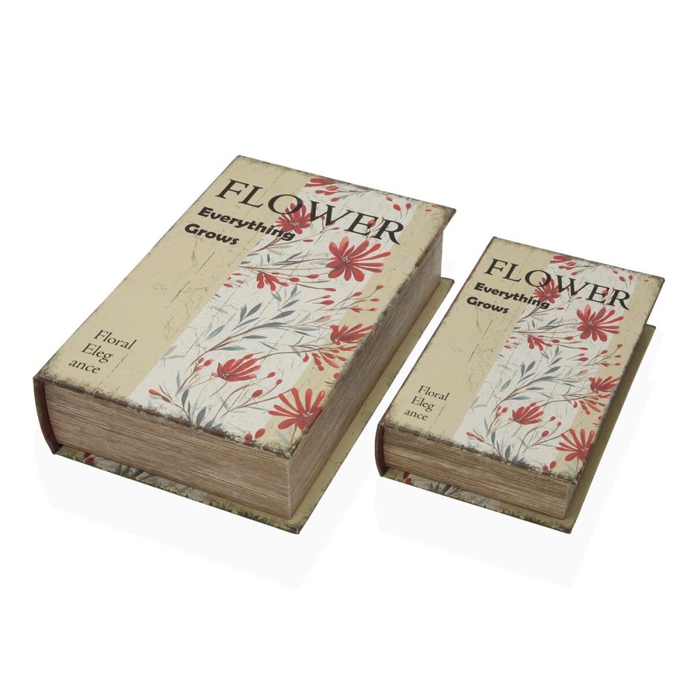 Dekorative Box Versa Leinwand Holz MDF Blomster Buch