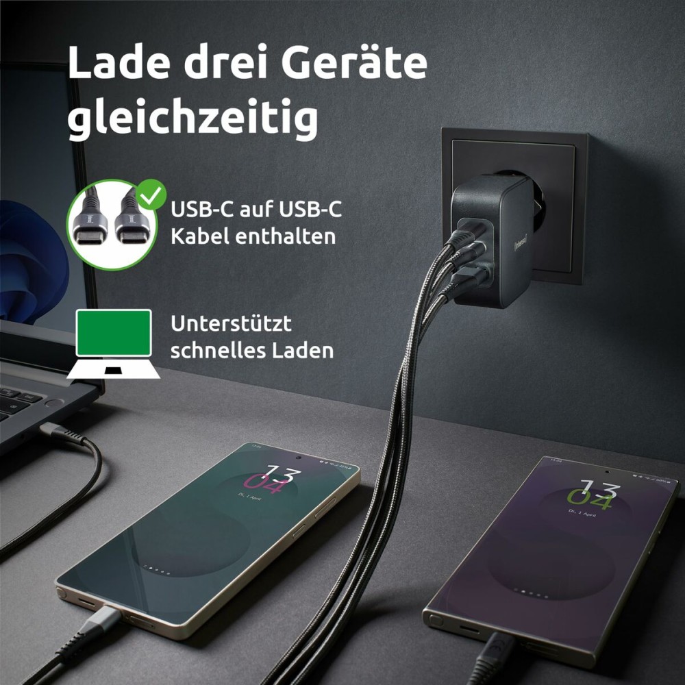 Wandladegerät INTENSO GaN W100ACC Schwarz 100 W
