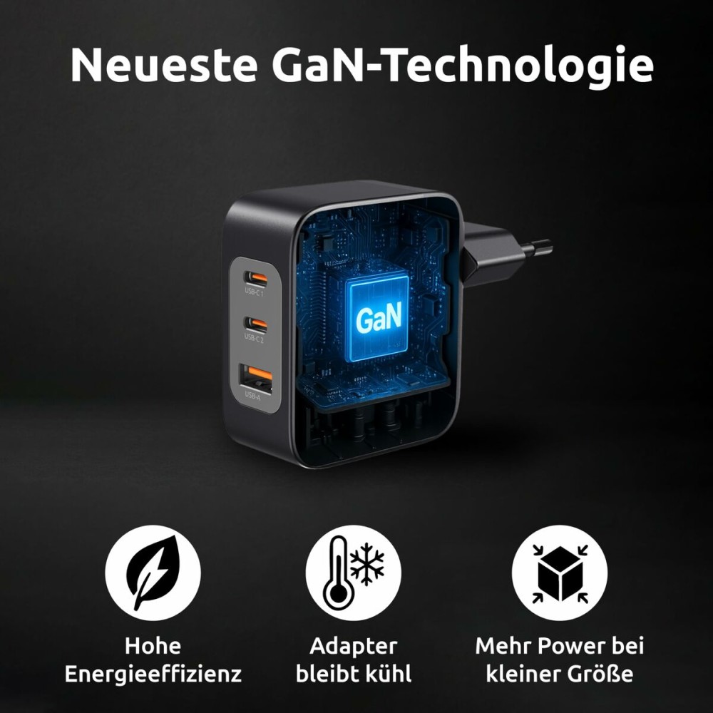 Wandladegerät INTENSO GaN W100ACC Schwarz 100 W