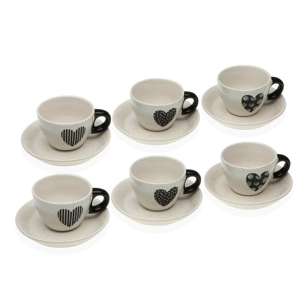 Jeu de 6 tasses avec plat Versa Nathalie Grès Coeur