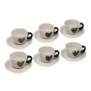 Jeu de 6 tasses avec plat Versa Nathalie Grès Coeur
