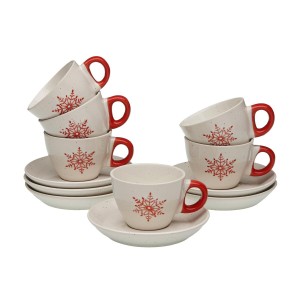 Jeu de 6 tasses avec plat Versa Yule Grès