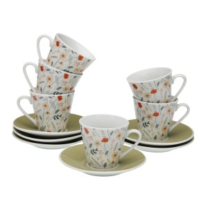 Set aus 6 Teetassen mit Teller Versa verdi Porzellan