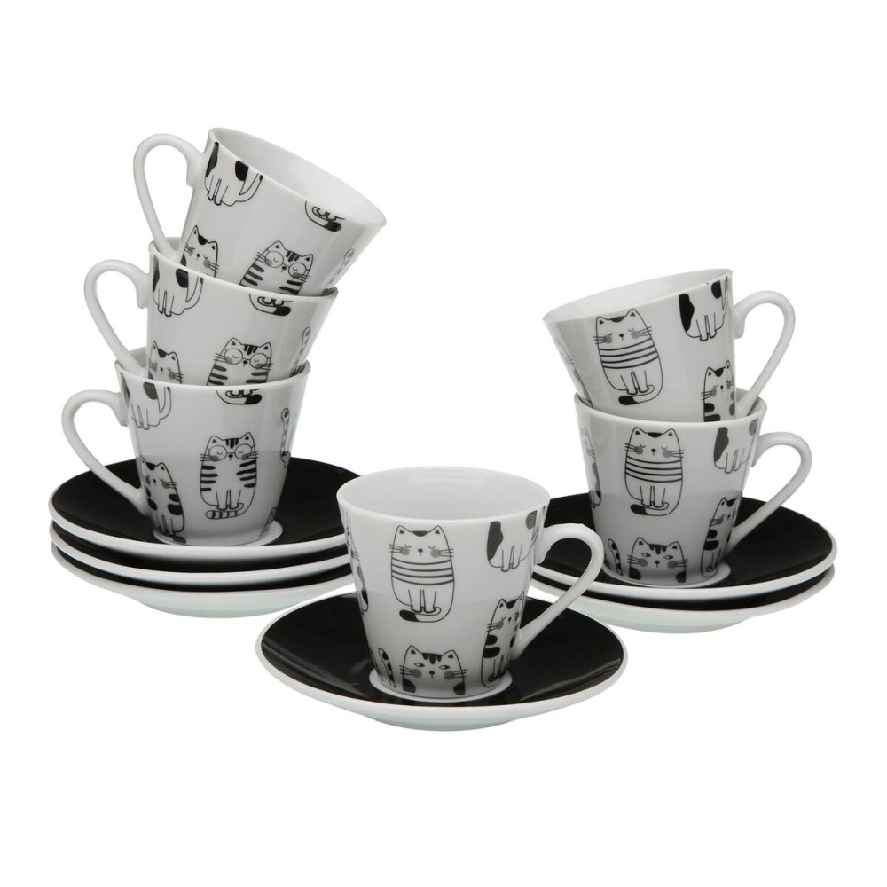 Set aus 6 Teetassen mit Teller Versa Porzellan Katze