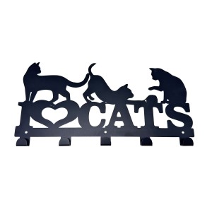 Portemanteau Versa Noir Métal Fer Chats 2 X 17 X 39 CM
