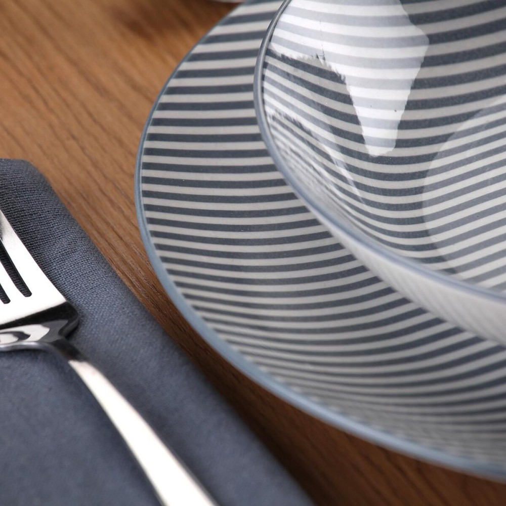 Assiettes Versa Bleu Porcelaine 18 Pièces