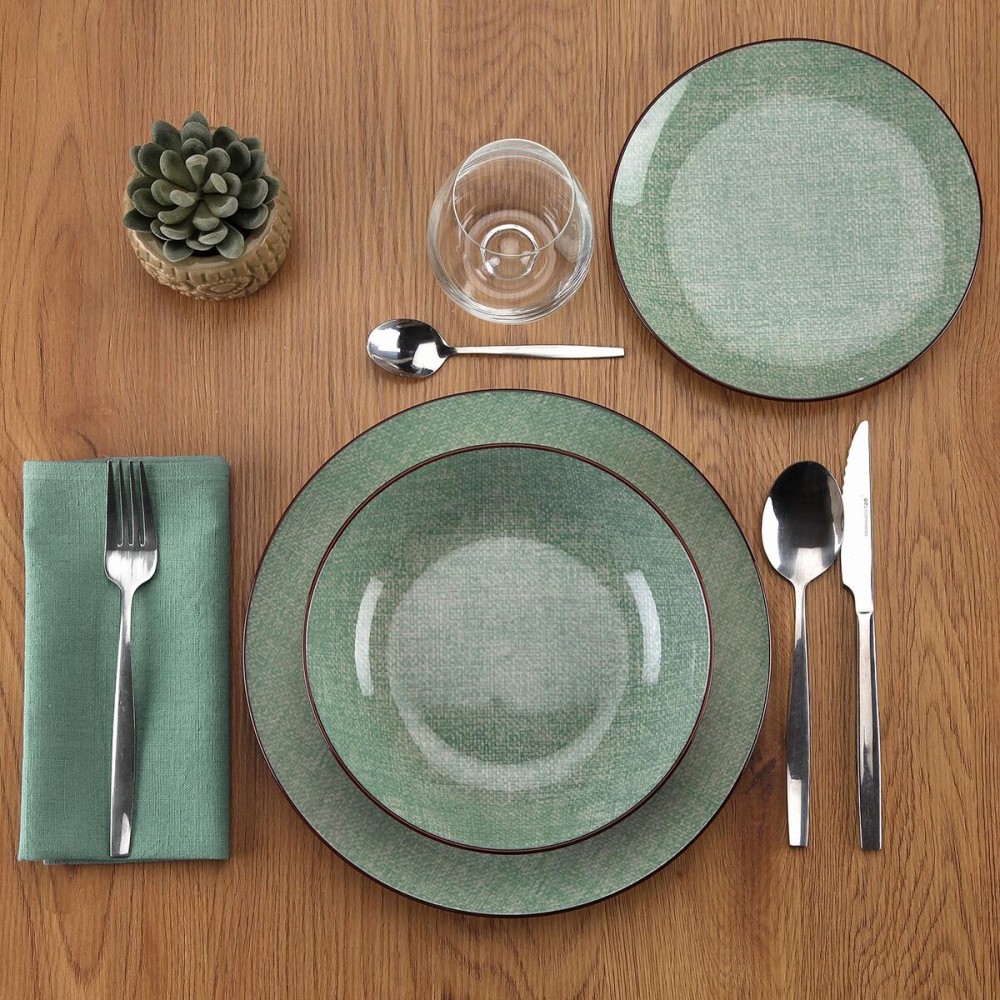 Assiettes Versa Vert Porcelaine 18 Pièces