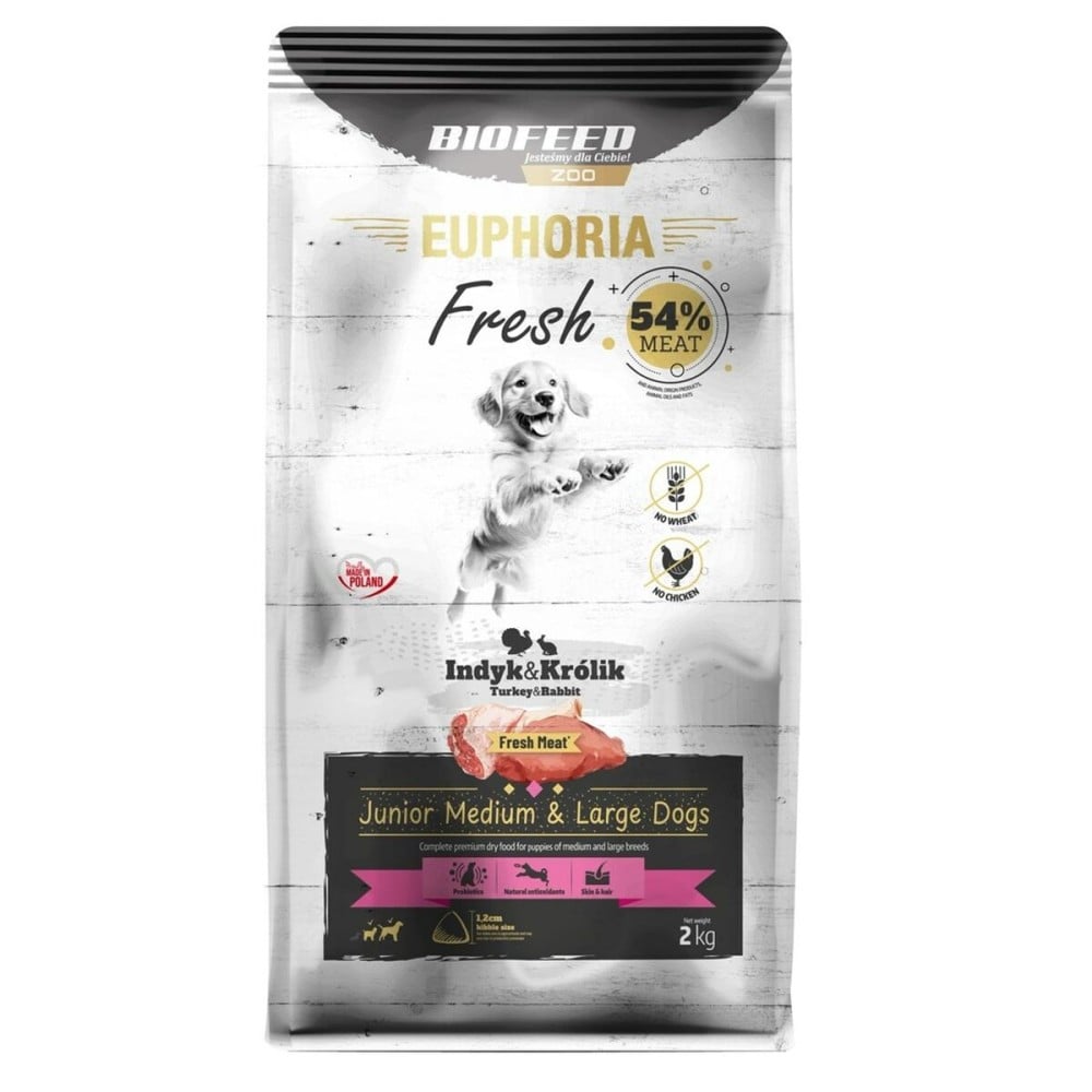 Futter Biofeed Euphoria Junior Medium & Large dogs Turkey with rabbit Truthahn 2 Kg Welpe/Junior 2,3 Kg