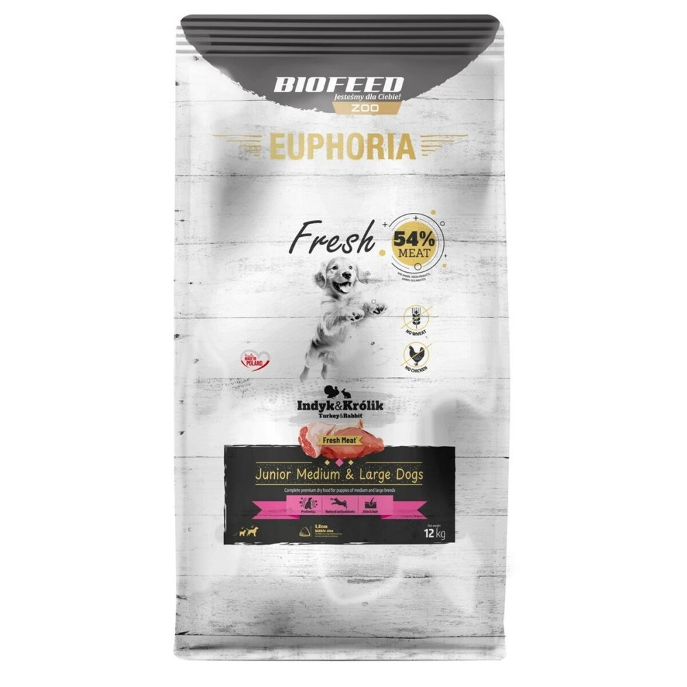 Nourriture Biofeed EUPHORIA Fresh Junior Medium & Large dogs Turkey with rabbit Dinde 12 kg Petit/Junior 12,7 KG